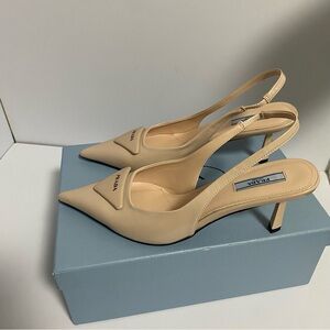 Prada Women's Cream Slingback Heels